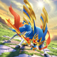 Zacian as illustrated for the Pokemon Sword & Shield TCG